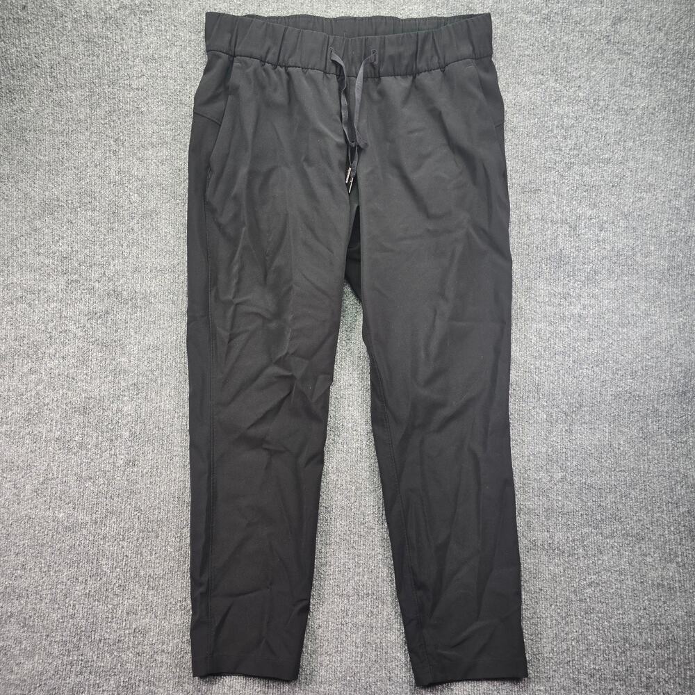 Lululemon On The Fly Pants Womens 8 Black Drawstring Travel Athleisure Woven Gym